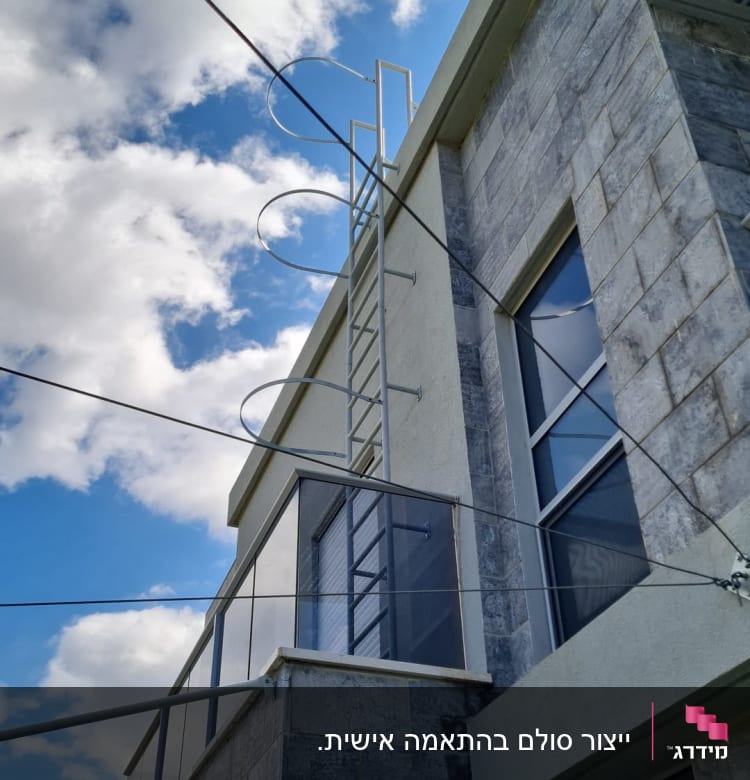 סולם מתכת על קיר בניין עם חלונות